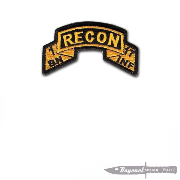 1-17 Infantry Recon / Scout Platoon Embroidered Scroll - Army Ranger Scroll Tab Style - Wax Backing