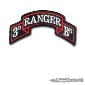 3rd Ranger Battalion Modern Scroll Hook & Loop Backed - 3 7/8" x 2" New Merrowed