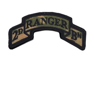 2nd Ranger Battalion Scroll 2-75 Multi-Cam - Modern - Hook & Loop - 3 7/8" x 2"