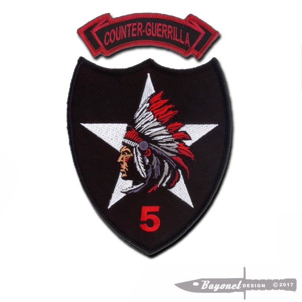 5-2 Infantry (5th Stryker Brigade) Embroidered Indian Patch and Counter Guerrilla Tab - OEF 2009