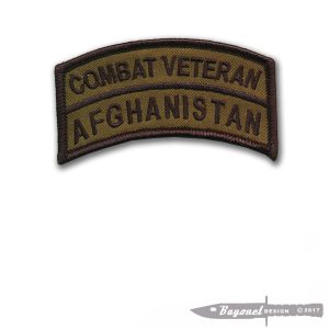 Afghanistan Combat Veteran Tab - Olive Drab Green - US Army - USMC - Wax backing - OEF - Enduring Freedom - 2" X 3 1/2" - Wax Backed