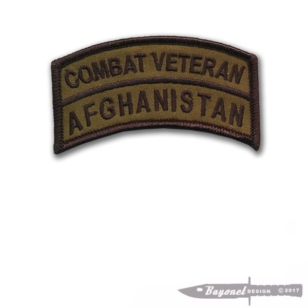Afghanistan Combat Veteran Tab - Olive Drab Green - US Army - USMC - Wax backing - OEF - Enduring Freedom - 2" X 3 1/2" - Wax Backed