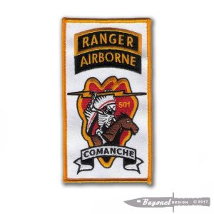 Comanche Company Embroidered Patch - 1-501st Airborne - Arctic Paratrooper - US Airborne Ranger - 5 1/2" X 3" Wax Backed Patch