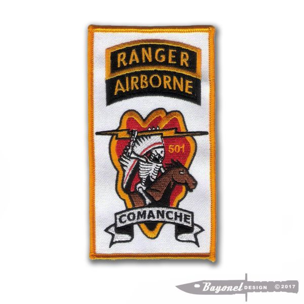 Comanche Company Embroidered Patch - 1-501st Airborne - Arctic Paratrooper - US Airborne Ranger - 5 1/2" X 3" Wax Backed Patch