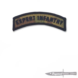 US Army Expert Infantry Tab (3 1/2" X 1") MULTI-CAM EIB - 11B and 11C - Ft Benning Georgia - Grunt - Harmony Church - Sand Hill - Iron On (Wax Backing)