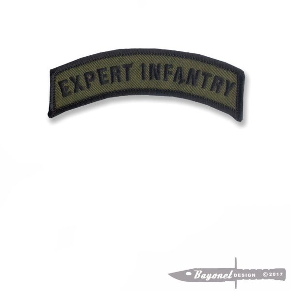 US Army Expert Infantry Tab (3 1/2" X 1") OLIVE DRAB EIB - 11B and 11C - Ft Benning Georgia - Grunt - Harmony Church - Sand Hill - Iron On (Wax Backing)