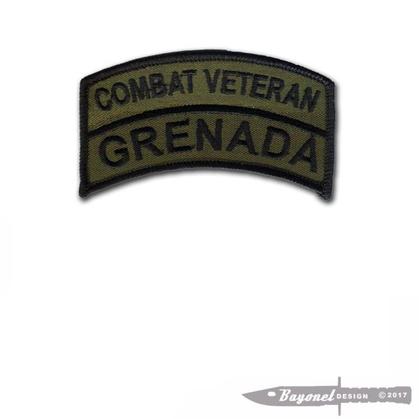 Operation Urgent Fury - Grenada Embroidered OD Tab - 3 1/2" X 2" Wax Backed - US Ranger, US 82nd Airborne