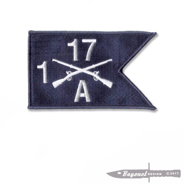 Alpha Company, 1st Battalion, 17th Infantry Velcro Guidon Patch BUFFALO - Hook & Loop 5" X 3"