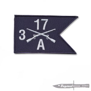 A Company, 3rd Battalion, 17th Infantry Velcro Guidon Patch BUFFALO - Hook & Loop 5" X 3" (A 3-17)