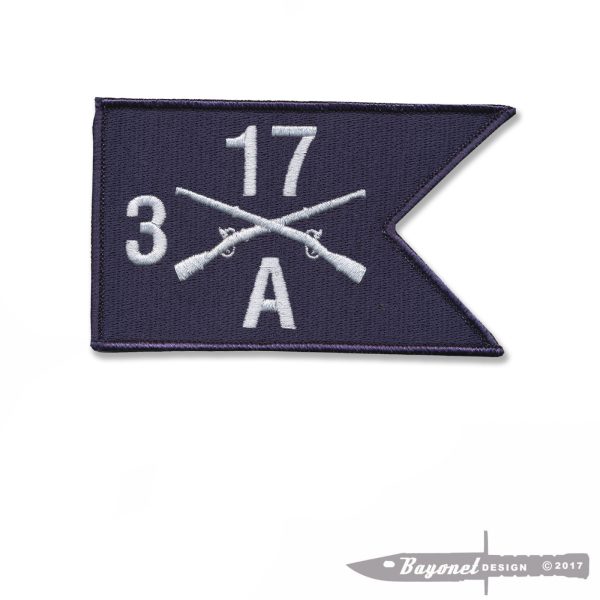 A Company, 3rd Battalion, 17th Infantry Velcro Guidon Patch BUFFALO - Hook & Loop 5" X 3" (A 3-17)