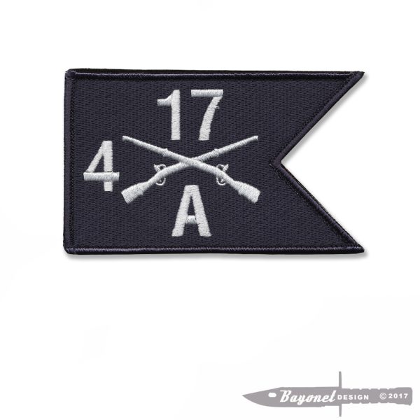 A Company, 4th Battalion, 17th Infantry Velcro Guidon Patch BUFFALO - Hook & Loop 5" X 3" (A 4-17)