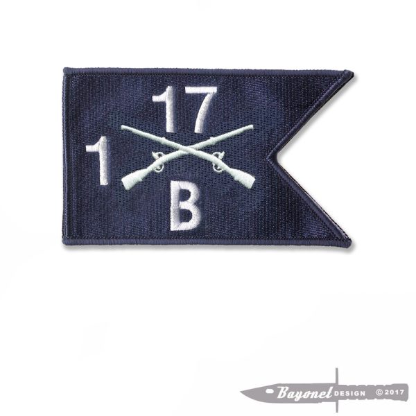 Bravo Company, 1st Battalion, 17th Infantry Velcro Guidon Patch BUFFALO - Hook & Loop 5" X 3"