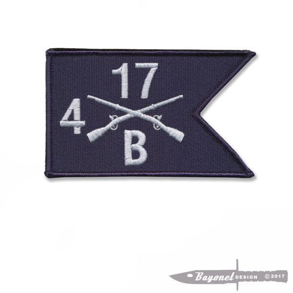 B Company, 4th Battalion, 17th Infantry Velcro Guidon Patch BUFFALO - Hook & Loop 5" X 3" (B 4-17)