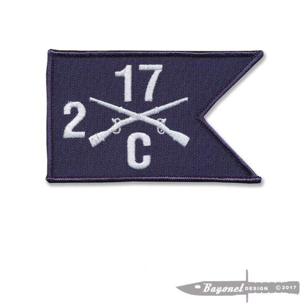 C Company, 2nd Battalion, 17th Infantry Velcro Guidon Patch BUFFALO - Hook & Loop 5" X 3" (C 2-17)