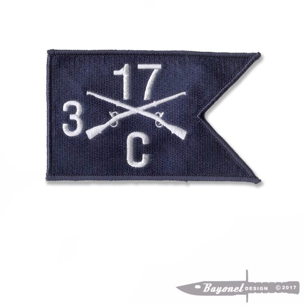 C Company, 3rd Battalion, 17th Infantry Velcro Guidon Patch BUFFALO - Hook & Loop 5" X 3" (C 3-17)