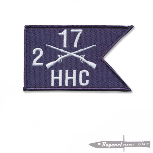 HHC Company, 2nd Battalion, 17th Infantry Velcro Guidon Patch BUFFALO - Hook & Loop 5" X 3" (HHC 2-17)