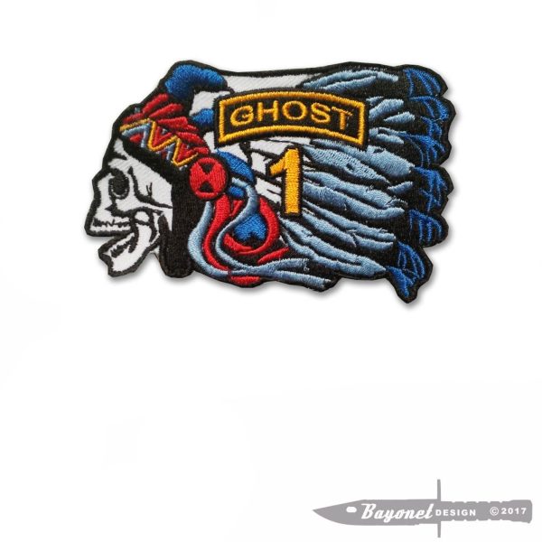 2nd Infantry Division (1st Stryker BDE) Ghost Embroidered Hat Patch - Small COLOR Hook and Loop (Velcro) Backing