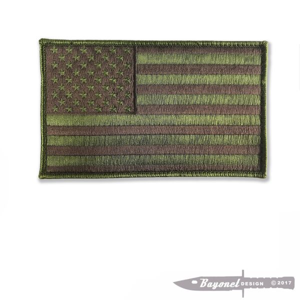 US American Flag Patch (LOAM) Large 5" X 3"  - Hook and Loop (Velcro) Backing - Patriot - American - US Veteran