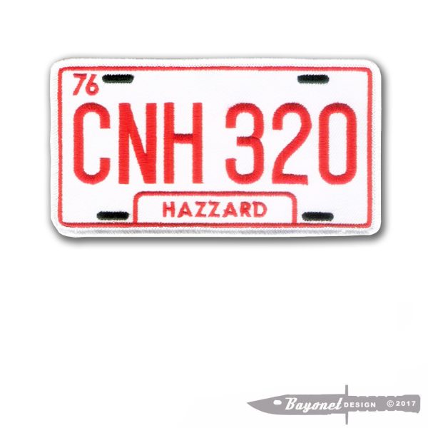 DUKES OF HAZARD - 5 1/8" X 2 3/4" Embroidered License Plate - Wax Back - NASCAR - General Lee - Bo and Luke Duke