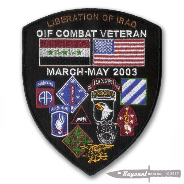 Large Liberation of Iraq Veteran Patch 6" X 5" with Wax Backing (First Phase: March-MAy 2003) - US Army - USMC