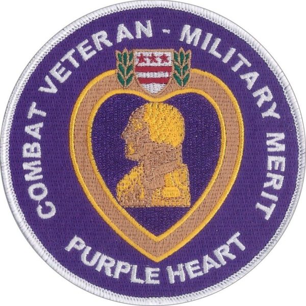 Purple Heart Embroidered Military Merit Patch - 4 1/2" Diameter - Wax Backing (Iron On)