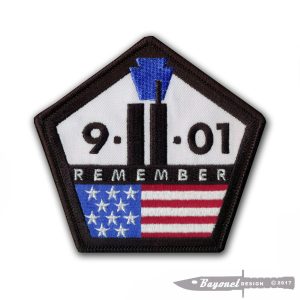 Remember "9-11-2001" 3 3/4" X 3 5/8" Embroidered Tribute Patch with WAX backing - Bikers - Firefighters - Police - EMT - Twin Towers - The Pentagon - Shanksville, PA