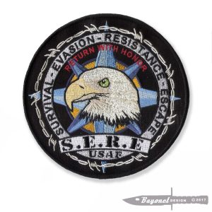 United States Air Force SERE School Embroidered Patch - 5" in Diameter, merrowed edge with a wax (iron on) backing - Survival, Evasion, Resistance, and Escape
