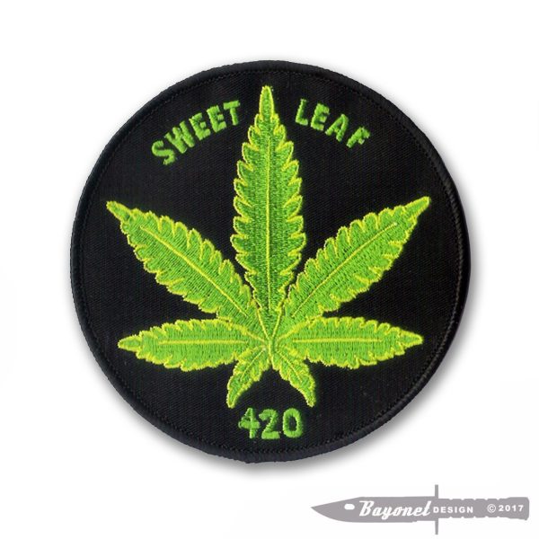 Fun Marijuana - Mary Jane - Cannabis Embroidered Patch - 420 - Sweet Leaf - 4 1/2" Diameter Patch with wax backing (Iron on) with merrowed edge