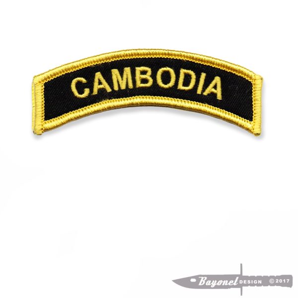 CAMBODIA TAB - CVMA Style Embroidered Tab with Wax Back - 1" X 3 1/2" - Combat Veteran - Cambodian campaign