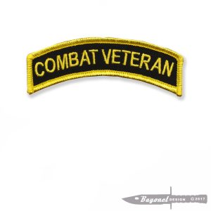 COMBAT VETERAN - CVMA Style Embroidered Tab with Wax Back - 1" X 3 1/2" - Combat Veteran - US Army - US Marines - US Navy - US Air Force - US Coast Guard