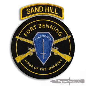 SAND HILL Embroidered Tab with US Army Infantry Embroidered Patch (Large 5 3/8") - Fort Benning, GA  - Ranger School - Sniper School